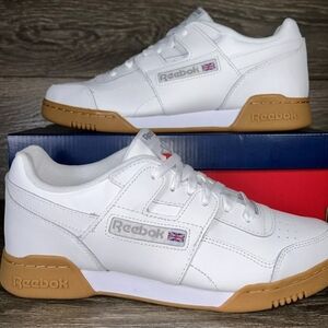 Reebok Size 7.5 Workout Plus White,  Leather Running Trainers Shoes CN2126